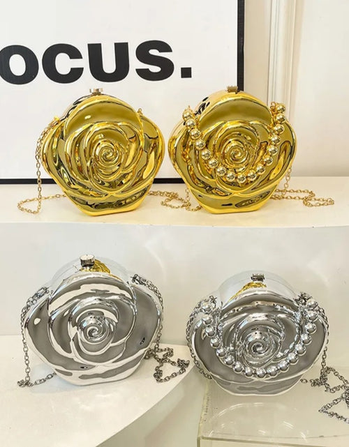 Load image into Gallery viewer, (Free Shipping)(Tariffs included in price) Luxury Acrylic Evening Bag for Women Fashionable Rose Flower Shaped Elegant Handbags Beads Chain Shoulder Cross Body
