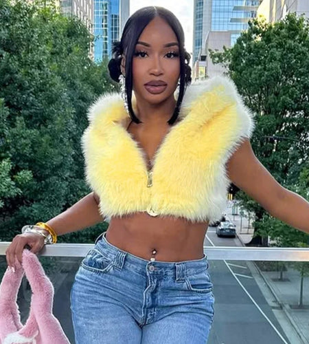 (Free Shipping)(Tariffs included in price) Women's fall winter hooded plush fur vest jacket