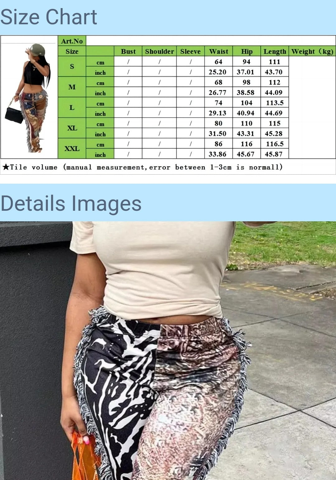 (Free Shipping)(Tariffs included in price) Hot Tassel Print Pants For  Women High Waist Skinny Straight Pants Casual Vintage Long Trousers