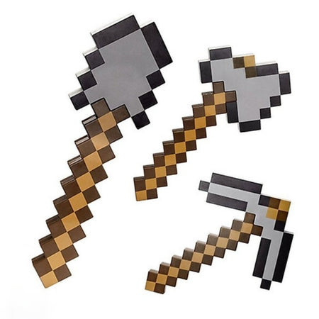 (Free Shipping)(Tariffs included in price) Pixelated 3 in 1 Pick Axe Spear And Axe Interchangeable Kids Toy Building Blocks Play Tools