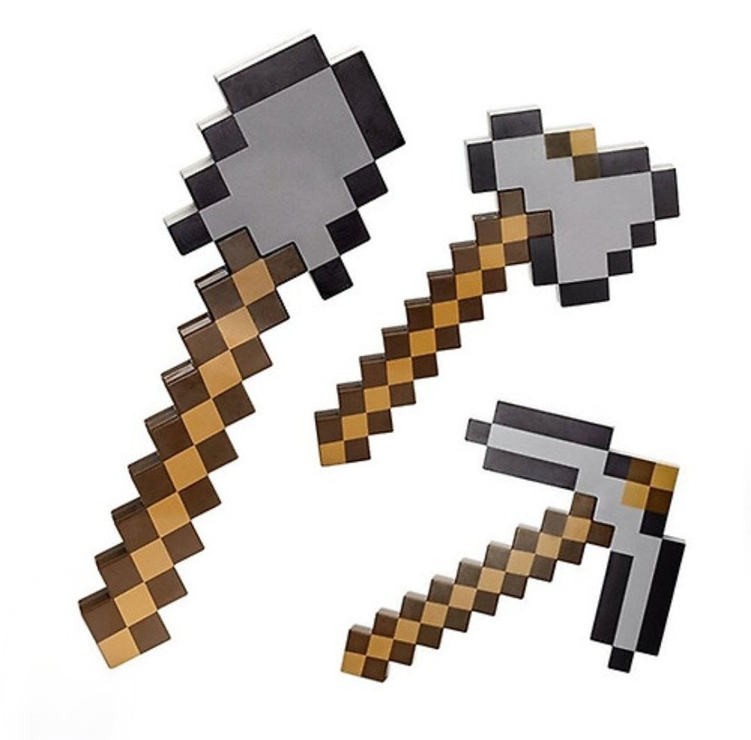 (Free Shipping)(Tariffs included in price) Pixelated 3 in 1 Pick Axe Spear And Axe Interchangeable Kids Toy Building Blocks Play Tools