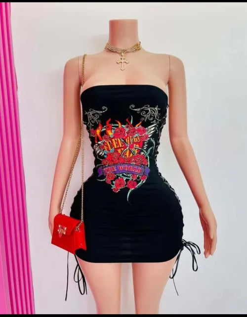 Load image into Gallery viewer, (Free Shipping)(Tariffs included in price) Summer Fashion Y2K Short Dress Retro Designer Printed Tight Lace Up Sexy Party Dress for Women
