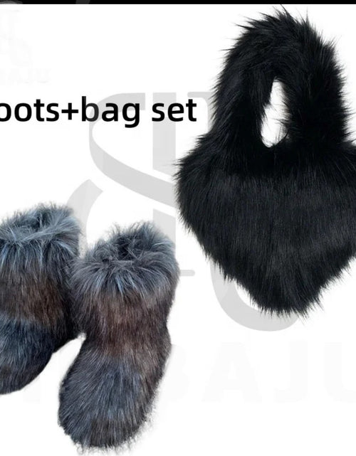 Load image into Gallery viewer, (Free Shipping)(Tariffs included in price) Girls Fluffy Faux Fox Fur Boots Winter Woman Plush Warm Snow Bootas Luxury Footwear Furry Fur Boots
