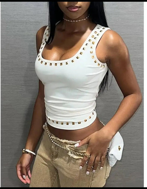 Load image into Gallery viewer, (Free Shipping)(Tariffs included in price) Sexy Rivet Sleeveless Tank Tops Slim Backless
