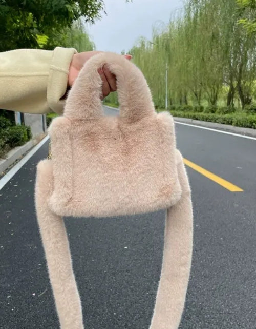 Load image into Gallery viewer, (Free Shipping) Women's Soft Plush Hand Bag Solid Color Tote Female Large Capacity Fur Underarm Bags Furry Fluffy Shoulder Crossbody Bag
