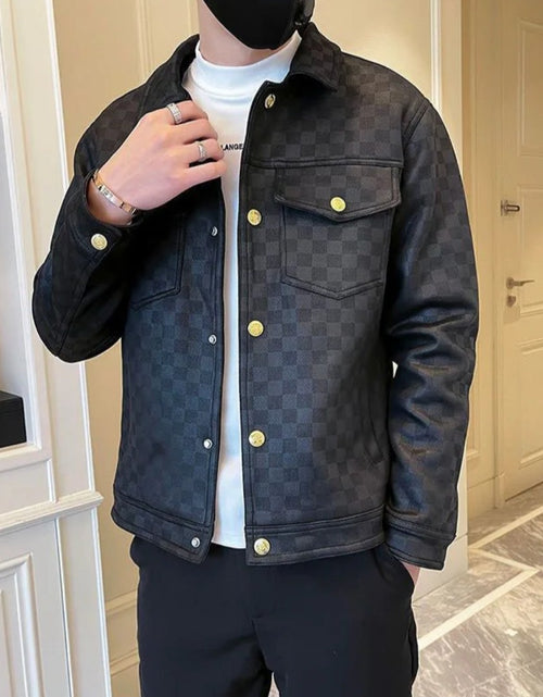 Load image into Gallery viewer, (Free Shipping)(Tariffs included in price)Autumn Winter Suede Plaid Jacket for Men Lapel Slim Fit Casual Business Bomber Jacket Social Streetwear Windbreaker Coat
