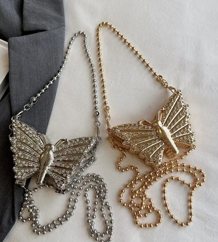 (Free Shipping)(Tariffs included in price) Metal Mini Butterfly Small Shoulder Crossbody Bags for Women Luxury Party Evening Handbags and Purses Female Diamond Clutches