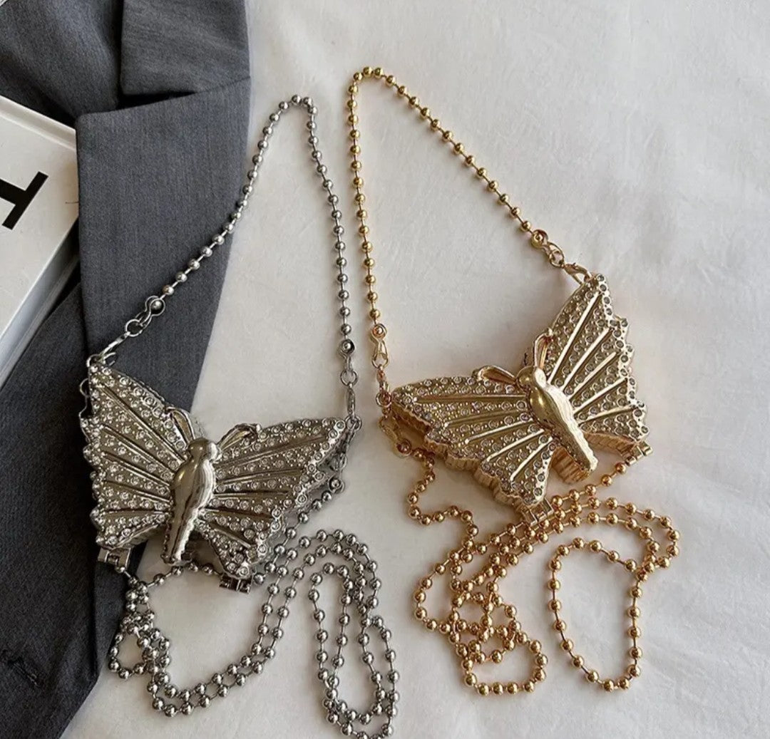 (Free Shipping)(Tariffs included in price) Metal Mini Butterfly Small Shoulder Crossbody Bags for Women Luxury Party Evening Handbags and Purses Female Diamond Clutches