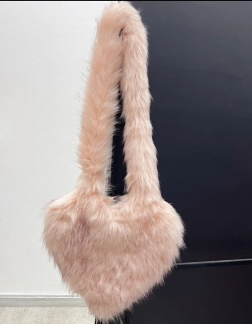 Load image into Gallery viewer, (Free Shipping)(Tariffs included in price) Woman's Faux Fur Heart Shaped Shoulder Crossbody Bag Winter Fur HandBags for women Female Clutch Purse Messenger Bag

