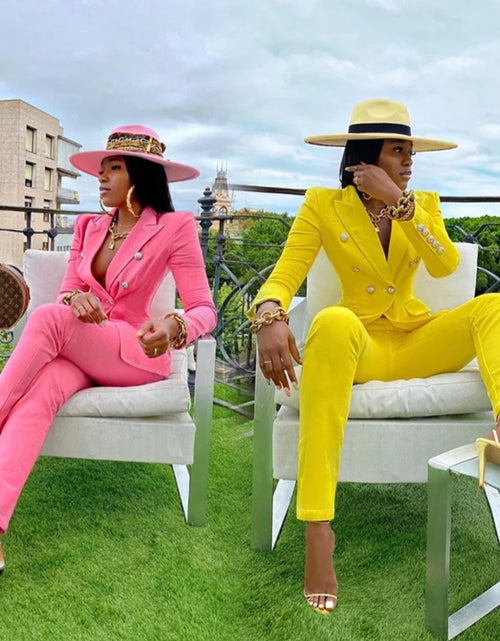 Load image into Gallery viewer, (Free Shipping)(Tariffs included in price) New Formal Outfit Set Plain Lady Blazer And Long Pants Blazers Suits Two Pieces Women Suit
