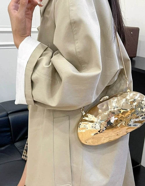 Load image into Gallery viewer, (Free Shipping)(Tariffs included in price) Designer Acrylic Square/Oval Shape Clutch Bag Gold Women Evening Party Bag Shiny Metal Shoulder Crossbody Bags Small Purse
