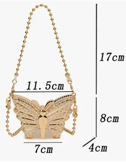 Load image into Gallery viewer, (Free Shipping)(Tariffs included in price) Metal Mini Butterfly Small Shoulder Crossbody Bags for Women Luxury Party Evening Handbags and Purses Female Diamond Clutches

