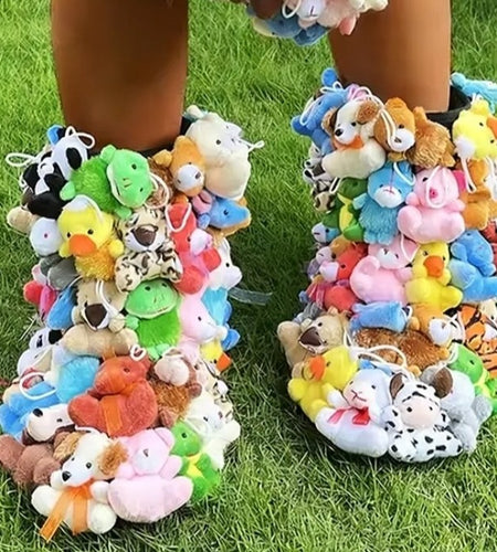 Animal Plushie Boots Teddy Bear Boots (Toddler/Little Kid/Big Kid/Women's) Stuffed Animal Shoes Winter Boots Cosplay Unique Shoes for Girls / Women