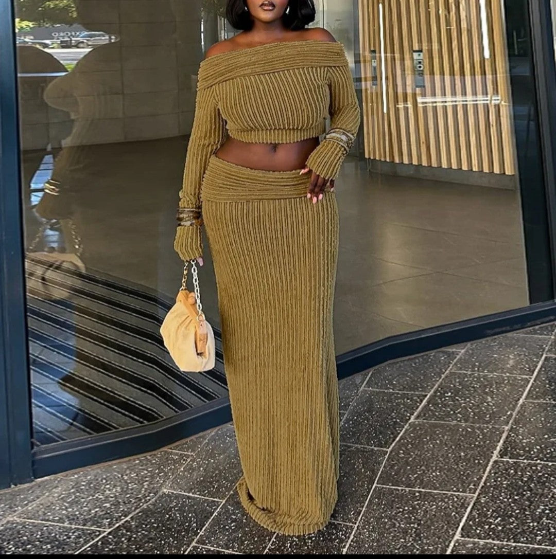 (Free Shipping)(Tariffs included in price) New slim fit top over skirt long sleeve suit for women