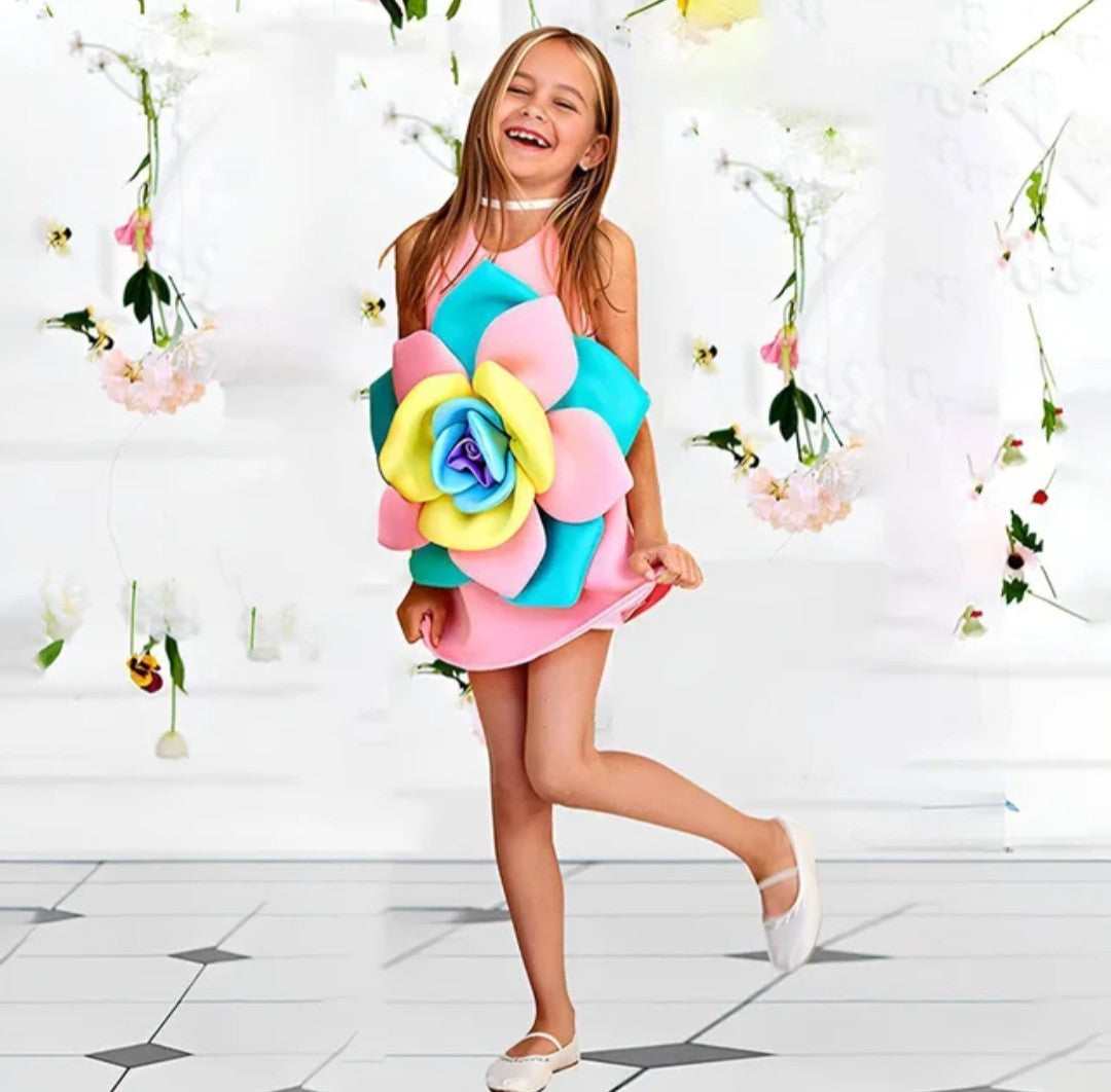 (Free Shipping)(Tariffs included in price) Kids Summer Flower Princess Dress Sleeveless Party Wear