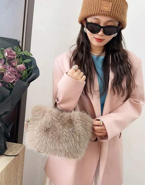 Load image into Gallery viewer, Large Capacity Bucket Bag Fashion Imitation Rabbit Fur Plush Bag Underarm Shoulder Tote Bags Winter Faux Fur Designer Handbag
