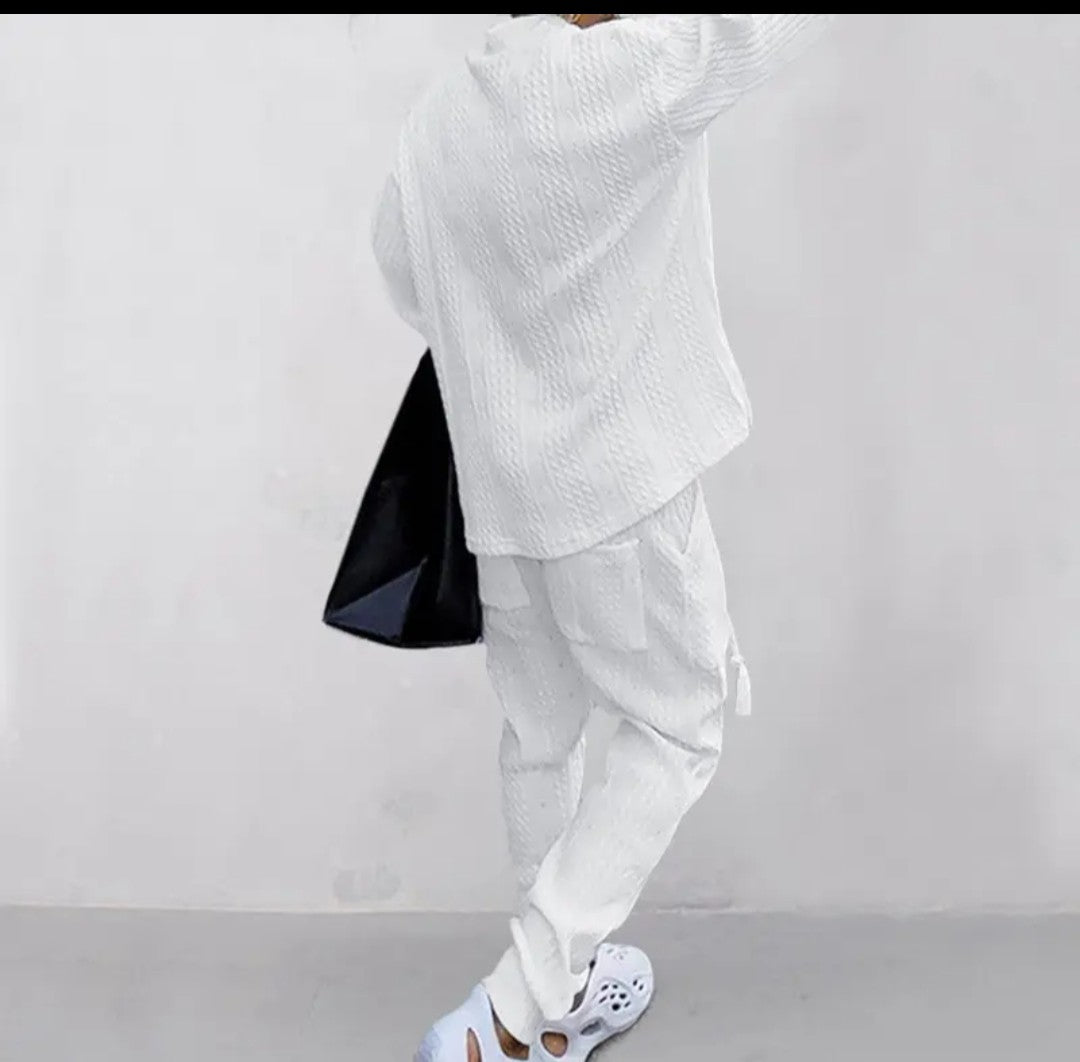 (Free Shipping)(Tariffs included in price) Stylish Jacquard Set For Men Soft Fabric With Stretch Fit Perfect For Relaxing or Casual Occasions