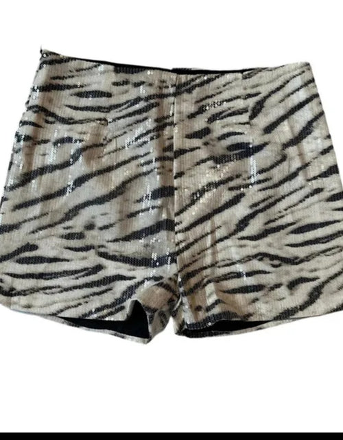 Load image into Gallery viewer, (Free Shipping)(Tariffs included in price) Sequins Leopard Print Shorts Women Hipster Sexy Low Waist Stretch Hot Pants

