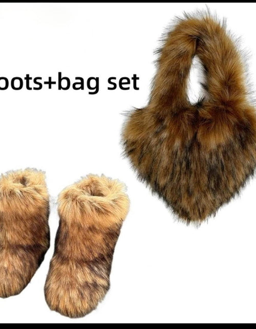 Load image into Gallery viewer, (Free Shipping)(Tariffs included in price) Girls Fluffy Faux Fox Fur Boots Winter Woman Plush Warm Snow Bootas Luxury Footwear Furry Fur Boots
