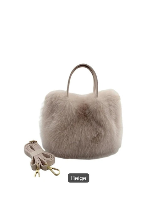 Load image into Gallery viewer, Large Capacity Bucket Bag Fashion Imitation Rabbit Fur Plush Bag Underarm Shoulder Tote Bags Winter Faux Fur Designer Handbag
