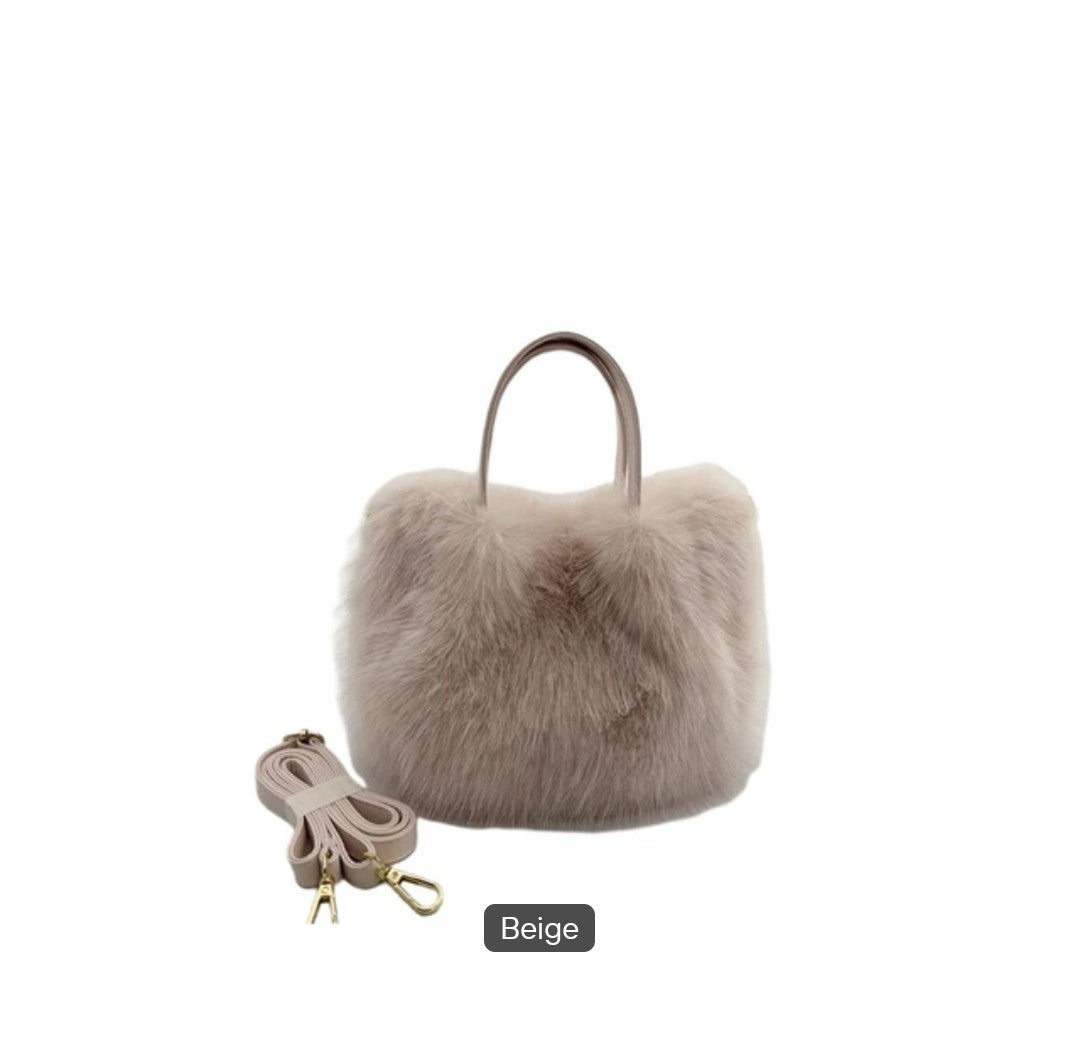 Large Capacity Bucket Bag Fashion Imitation Rabbit Fur Plush Bag Underarm Shoulder Tote Bags Winter Faux Fur Designer Handbag