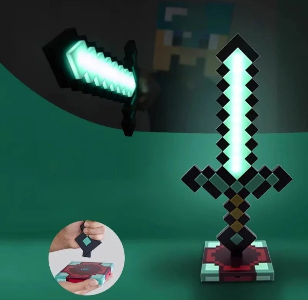 (Free Shipping)(Tariffs included in price) Diamond Pixel Sword Lamp Color Changing New Energy Efficiency Brightness for Bedroom Lamp Night Light