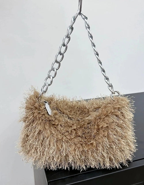 Load image into Gallery viewer, (Free Shipping) Plush Women's Hobos Underarm Bag Hot Girls Furry Clutch Shoulder Bag Luxury Faux Fur Female Fluffy Armpit Handbag
