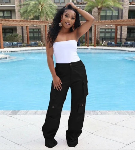 (Free Shipping)(Tariffs included in price) Women's cargo pants and trouser pu leather sweatpants track ladies joggers long pants fall winter with pockets