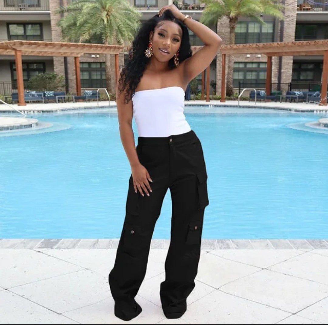 (Free Shipping)(Tariffs included in price) Women's cargo pants and trouser pu leather sweatpants track ladies joggers long pants fall winter with pockets