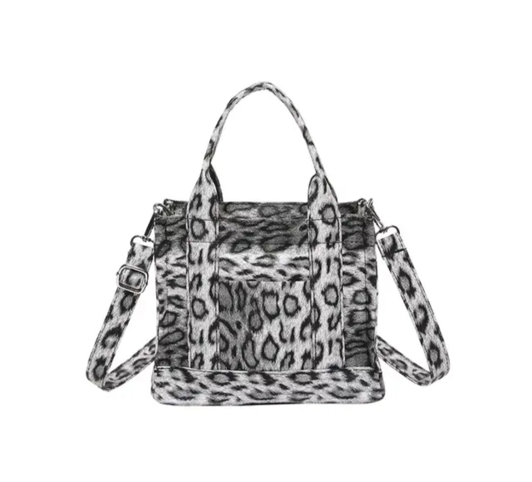 (Free Shipping)(Tariffs included in price) Leopard Pattern Casual Tote Bag Vintage Designer PU Leather Shoulder Bag Fashion Big Capacity Handbag For School Work Shopping