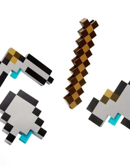 Load image into Gallery viewer, (Free Shipping)(Tariffs included in price) Pixelated 3 in 1 Pick Axe Spear And Axe Interchangeable Kids Toy Building Blocks Play Tools
