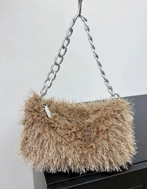 Load image into Gallery viewer, (Free Shipping) Plush Women's Hobos Underarm Bag Hot Girls Furry Clutch Shoulder Bag Luxury Faux Fur Female Fluffy Armpit Handbag
