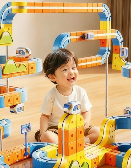 Load image into Gallery viewer, (Free Shipping)(Tariffs included in price)184 PC Plastic Magnetic Train Track Building DIY Kids Toy Set
