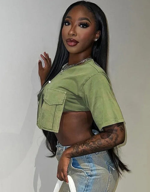 Load image into Gallery viewer, (Free Shipping)(Tariffs included in price) Solid Color O Neck Sexy Women Crop Tank Top oversized pockets
