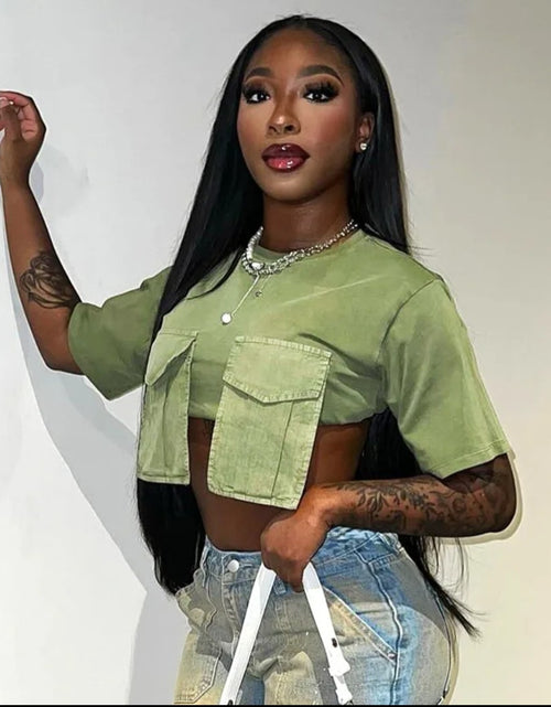 Load image into Gallery viewer, (Free Shipping)(Tariffs included in price) Solid Color O Neck Sexy Women Crop Tank Top oversized pockets
