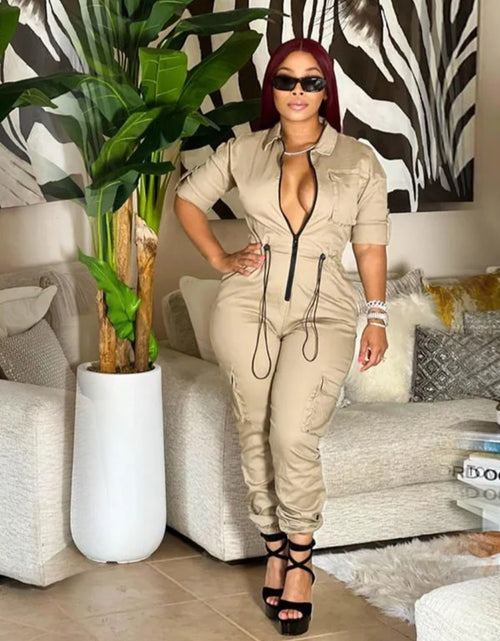 Load image into Gallery viewer, (Free Shipping)(Tariff included in price) Plus sizes available. Women's jumpsuit is made of breathable, quick-dry, and anti-pilling spandex/polyester material, perfect for summer and spring. It features a skin-friendly knitting, modern streetwear design.
