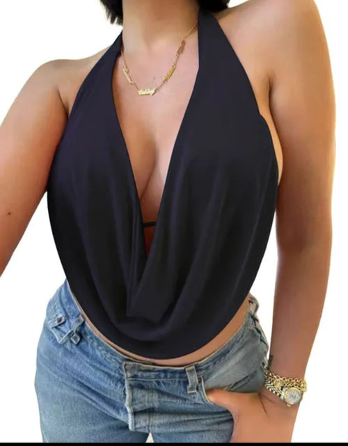 Load image into Gallery viewer, (Free Shipping)(Tariffs included in price) Women's Summer Halterneck Casual Front Draped Bandage Backless  Crop Tops
