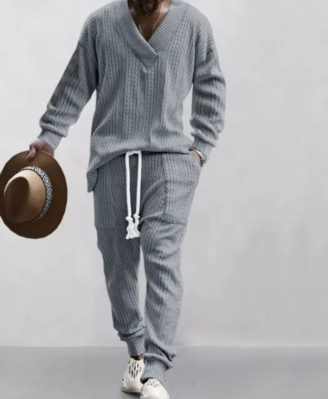 (Free Shipping)(Tariffs included in price) Stylish Jacquard Set For Men Soft Fabric With Stretch Fit Perfect For Relaxing or Casual Occasions