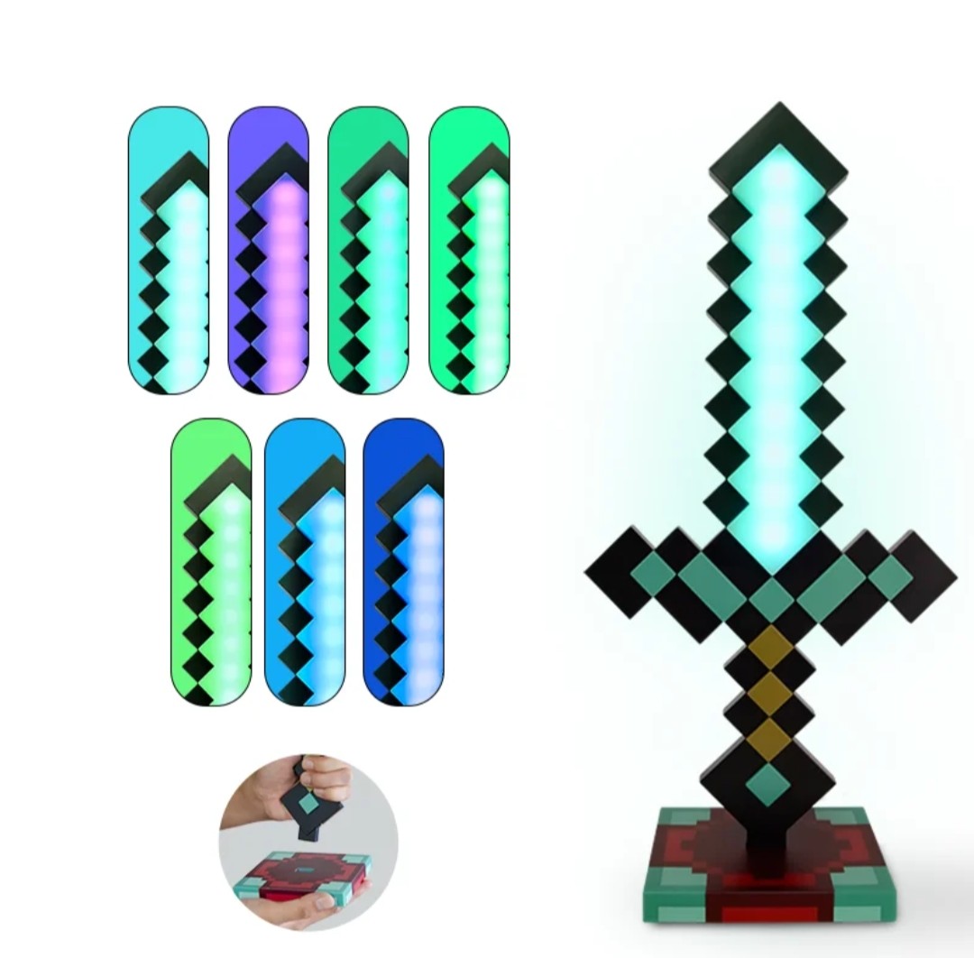(Free Shipping)(Tariffs included in price) Diamond Pixel Sword Lamp Color Changing New Energy Efficiency Brightness for Bedroom Lamp Night Light