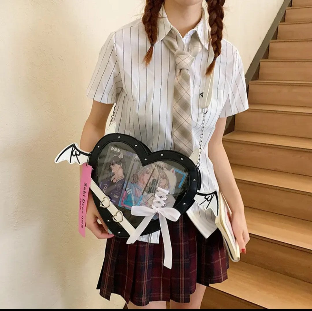 (Free Shipping)(Tariffs included in price) Love Heart Design bag Women New Transparent Crossbody Bags Girls Purses and Handbags Bag for Girls Uniform Bag