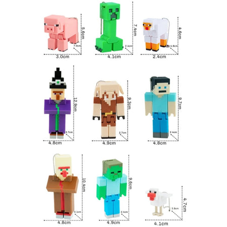 (Free Shipping)(Tariffs included in price) 10 Pack 3D Printed Colorful Pixel Style Flexible Toy Action Figures