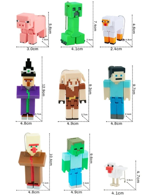 Load image into Gallery viewer, (Free Shipping)(Tariffs included in price) 10 Pack 3D Printed Colorful Pixel Style Flexible Toy Action Figures
