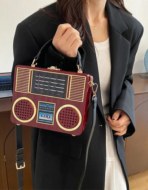 Load image into Gallery viewer, (Free Shipping)(Tariffs included in price) Acrylic Vintage Versatile Creative Radio Handbags Unisex Satchel Metal Punk Shoulder Bag Nostalgia Square Box Bag for women
