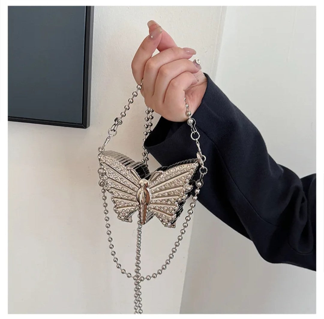 (Free Shipping)(Tariffs included in price) Metal Mini Butterfly Small Shoulder Crossbody Bags for Women Luxury Party Evening Handbags and Purses Female Diamond Clutches