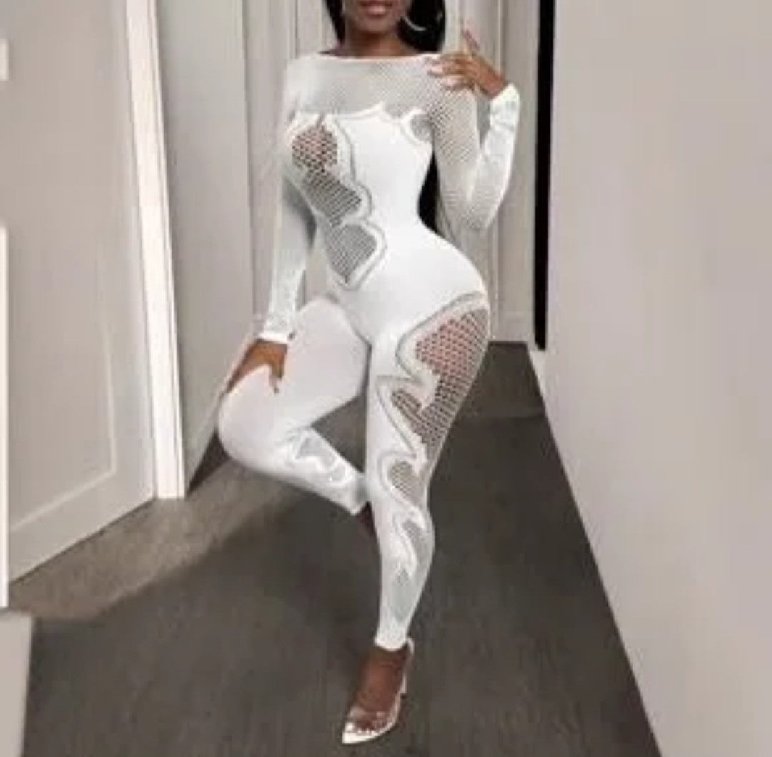 (Free Shipping)(Tariffs included in price)Autumn Fall Women Clothing Long Sleeve Hollow Out See Through Fitness Jumpsuit