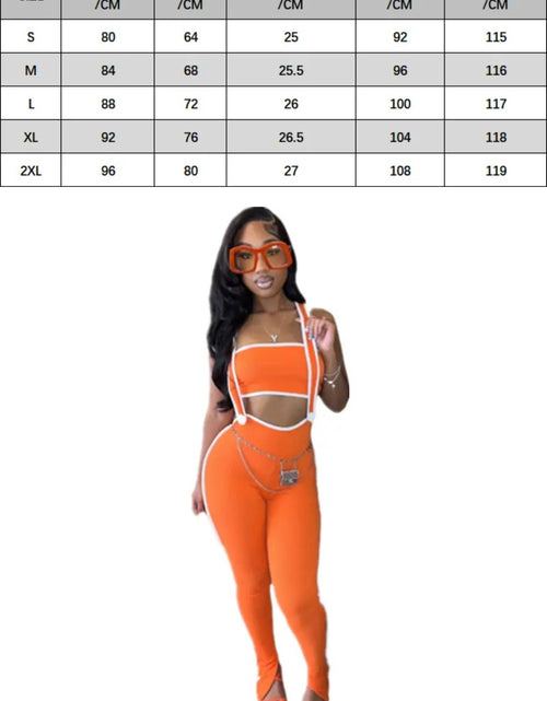 Load image into Gallery viewer, (Free Shipping)(Tariffs included in price) Women's New Stretch Pin Strip Sexy Chest Wrap Suspender Trousers Stylish Casual Suit Two-Piece Set
