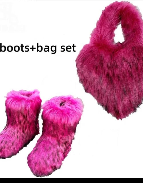 Load image into Gallery viewer, (Free Shipping)(Tariffs included in price) Girls Fluffy Faux Fox Fur Boots Winter Woman Plush Warm Snow Bootas Luxury Footwear Furry Fur Boots
