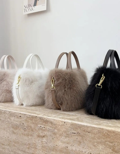 Load image into Gallery viewer, Large Capacity Bucket Bag Fashion Imitation Rabbit Fur Plush Bag Underarm Shoulder Tote Bags Winter Faux Fur Designer Handbag
