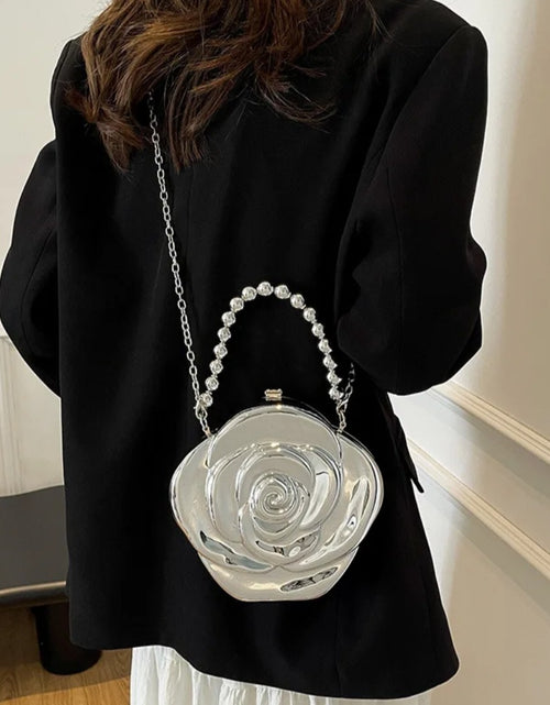 Load image into Gallery viewer, (Free Shipping)(Tariffs included in price) Luxury Acrylic Evening Bag for Women Fashionable Rose Flower Shaped Elegant Handbags Beads Chain Shoulder Cross Body
