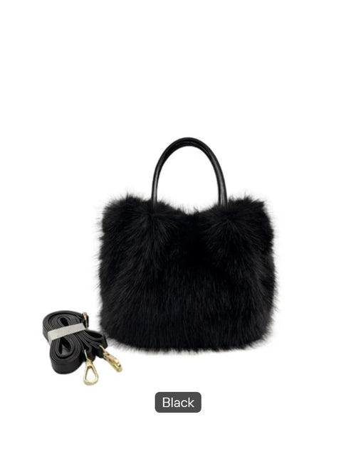 Load image into Gallery viewer, Large Capacity Bucket Bag Fashion Imitation Rabbit Fur Plush Bag Underarm Shoulder Tote Bags Winter Faux Fur Designer Handbag
